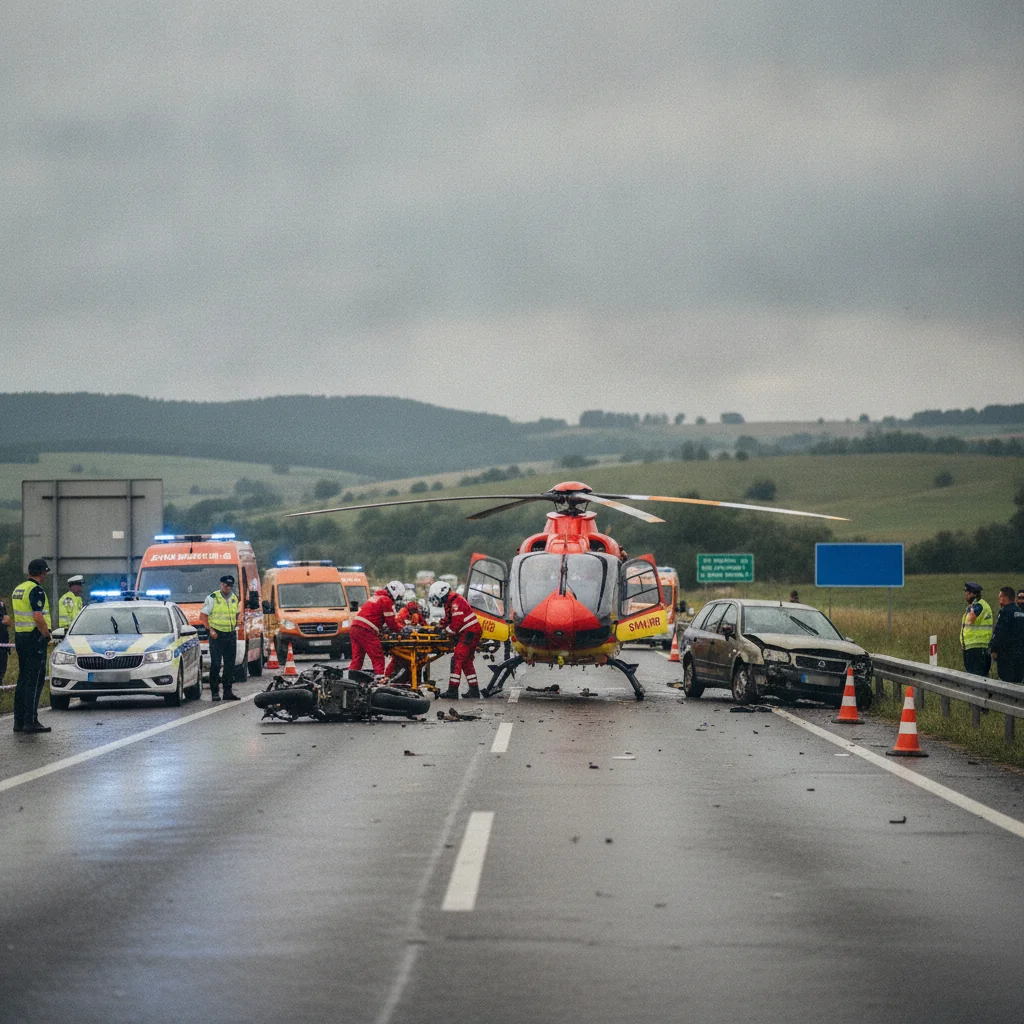 Accident în Sălaj: Motociclist rănit, transportat cu SMURD