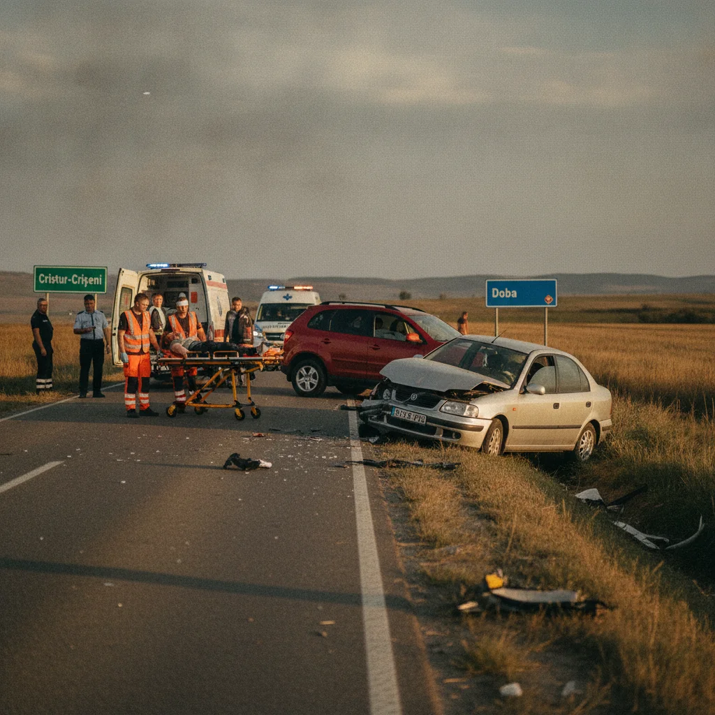 Accident pe DJ 108D, între Cristur-Crișeni și Doba: doi șoferi la spital
