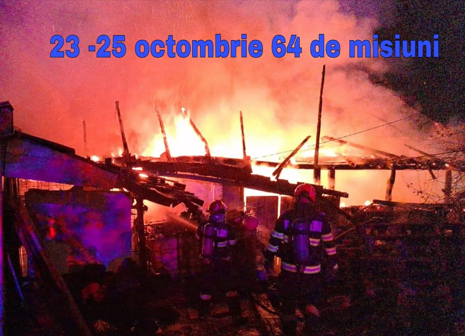 Badon: incendiu la anexă pe circa 80 mp, cauză electrică; 64 de misiuni în Sălaj
