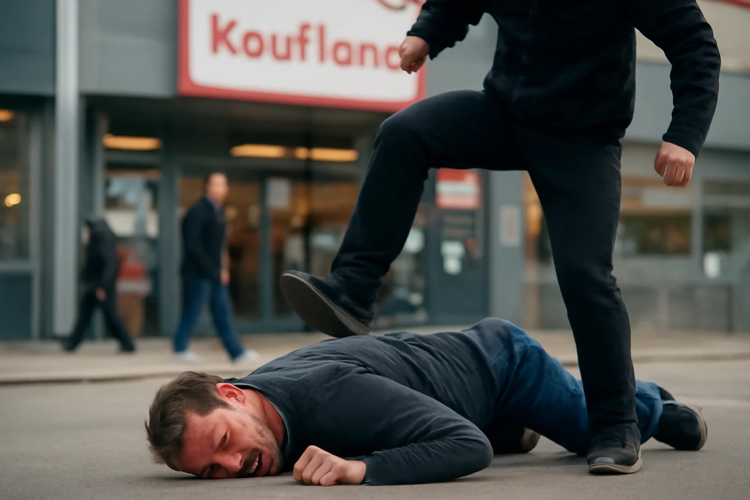 bărbat lovit brutal cu pumni și picioare în zona capului