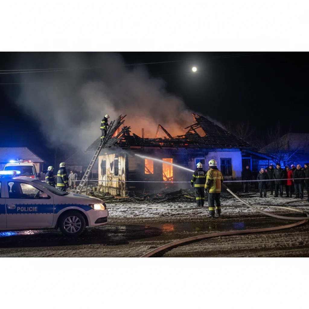 Casă distrusă de un incendiu nocturn la Chieșd, lângă Zalău