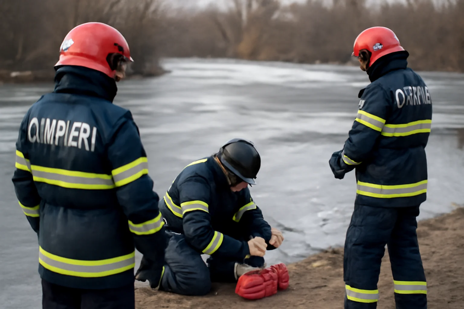 Detașamentele de pompieri iau în calcul detonări controlate cu dinamită pentru spargerea gheții de pe râul Someș, în Băbeni și Letca