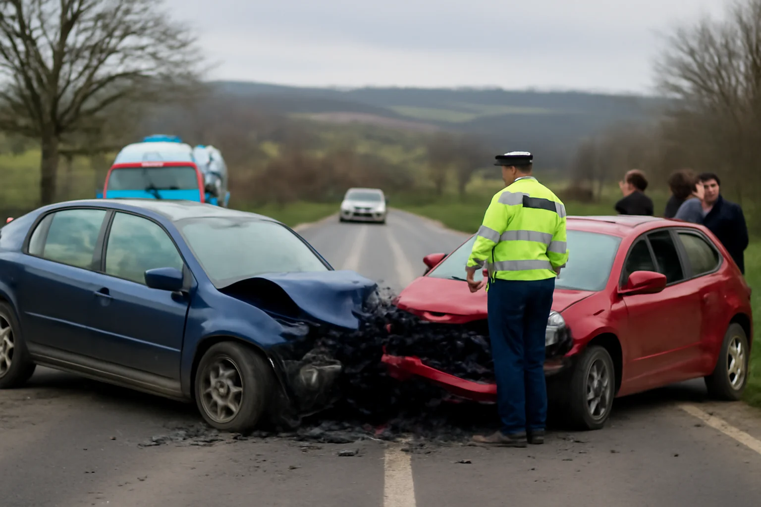 Două persoane rănite într-un accident rutier la intrarea în Românași, lângă Zalău