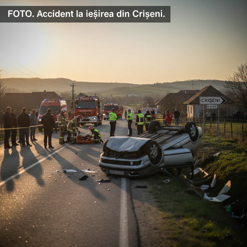Impact rutier grav la ieșirea din localitatea Crișeni