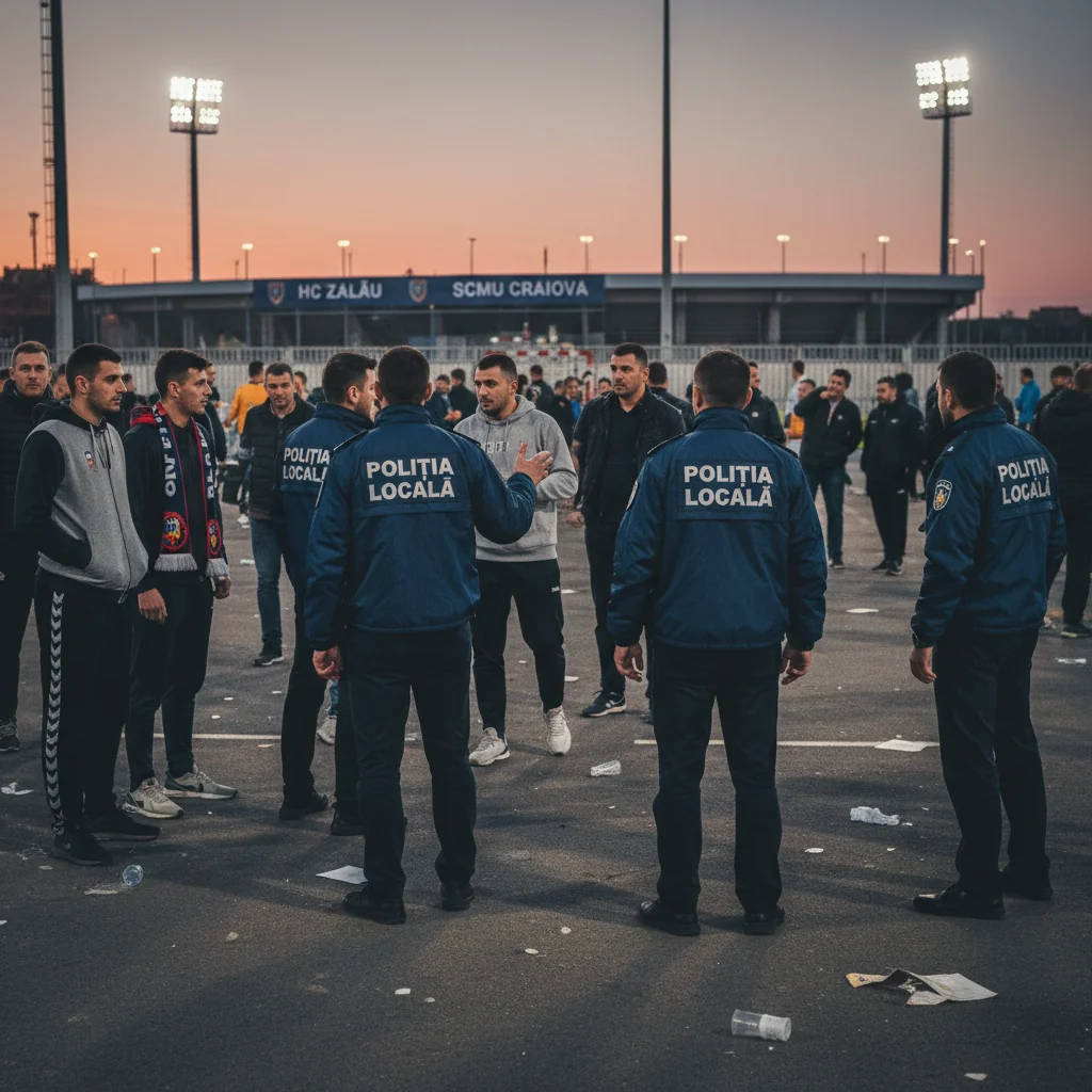 Intervenție a Poliției Locale pe teren, la finalul meciului HC Zalău – SCMU Craiova