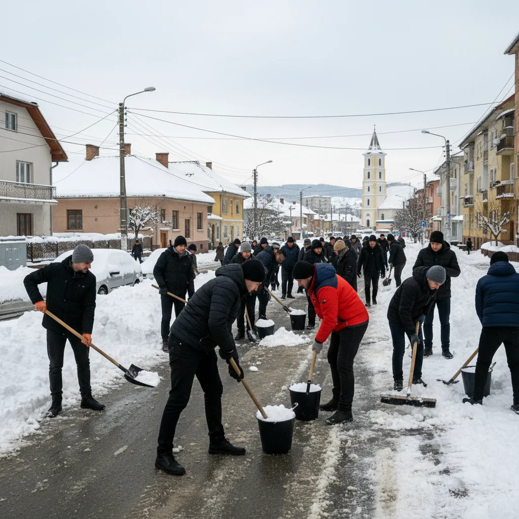 Intervenție extinsă pentru deszăpezirea străzilor din Zalău pe fondul codului meteo de iarnă