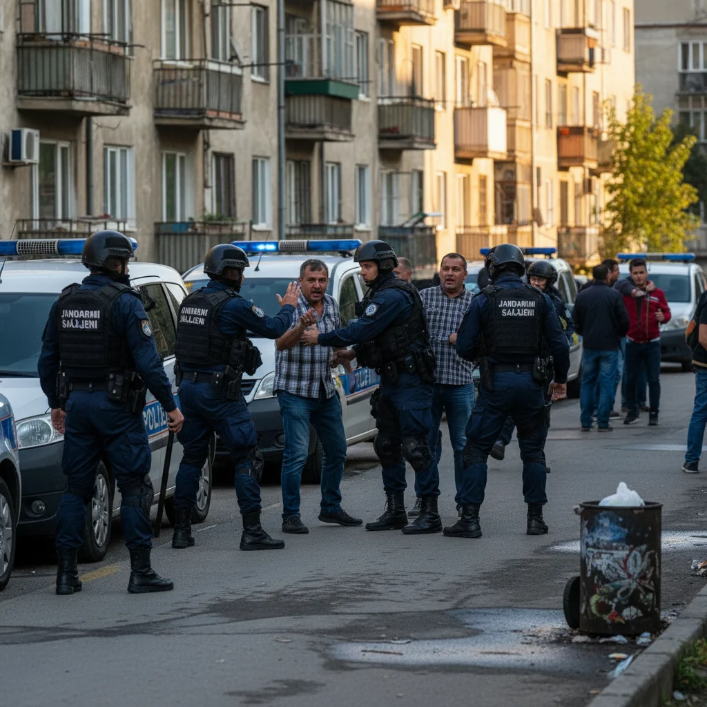 Jandarmii sălăjeni intervenind succesiv pentru aplanarea unui conflict în Municipiul Zalău