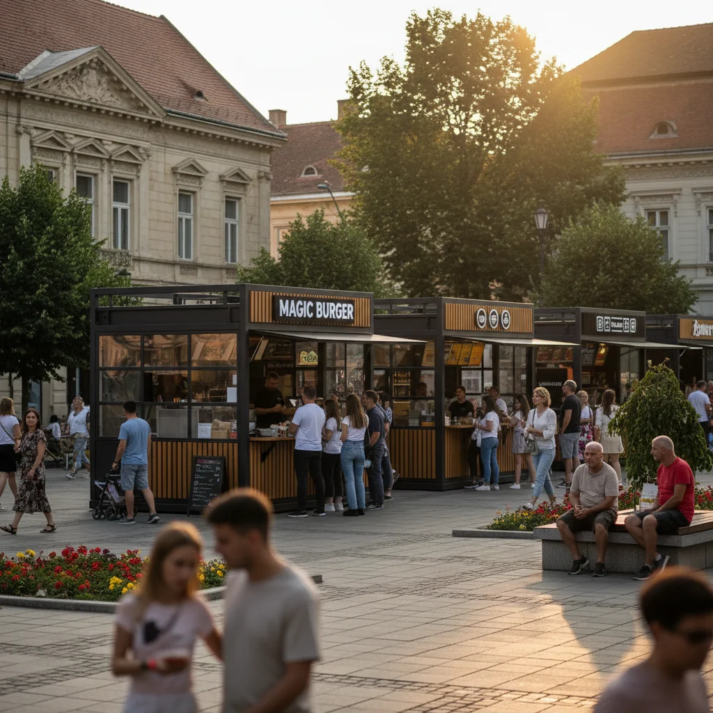 lista firmelor care au prins spațiile, inclusiv Magic Burger
