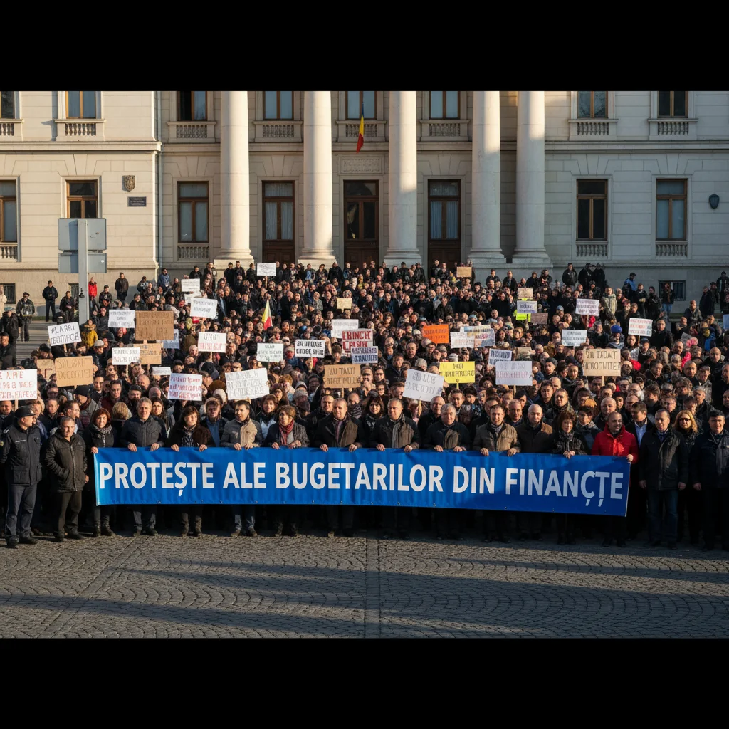 Proteste masive ale bugetarilor din domeniul Financiar