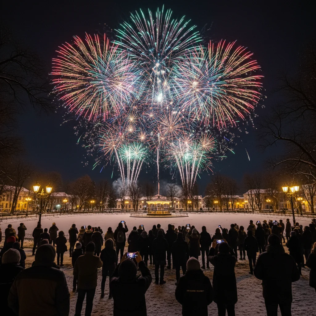 Spectacol de artificii de Revelion 2025/2026 în Parcul Central din Zalău