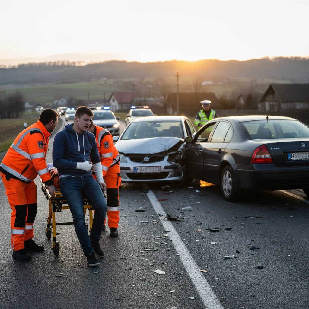 Tânăr transportat la spital după ce un șofer nu a păstrat distanța regulamentară