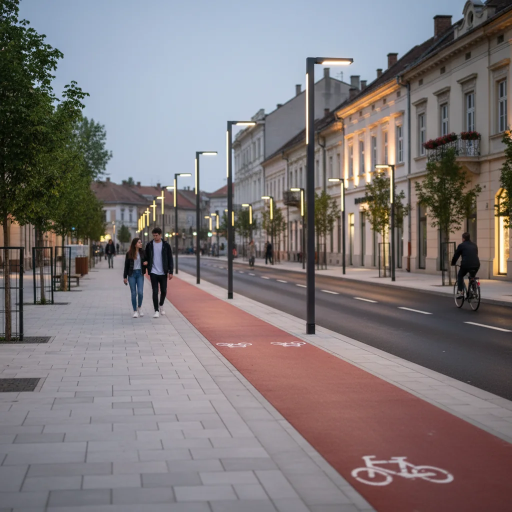 trotuare refăcute, piste pentru bicicliști și iluminat public nou
