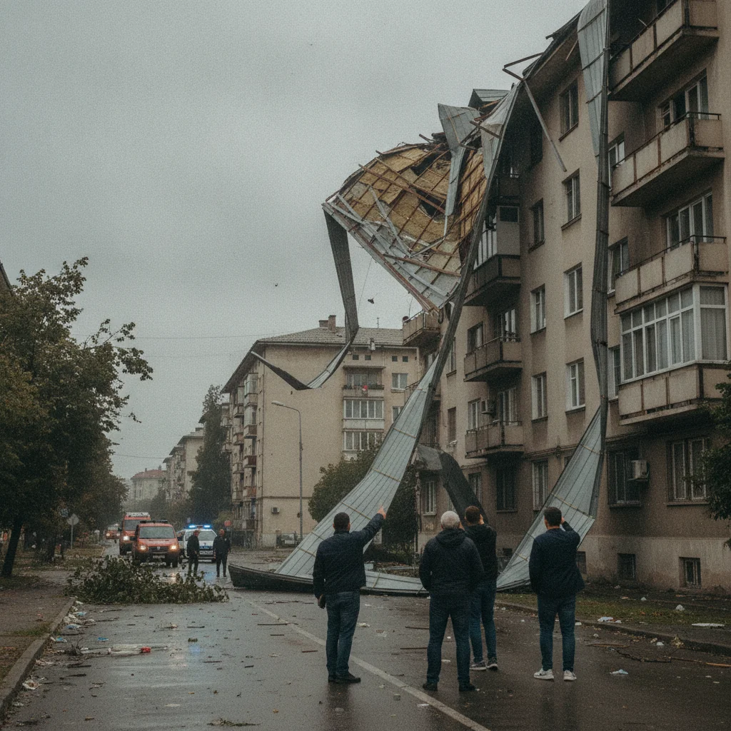 Vijelie în Zalău: Acoperiș smuls și copaci doborâți
